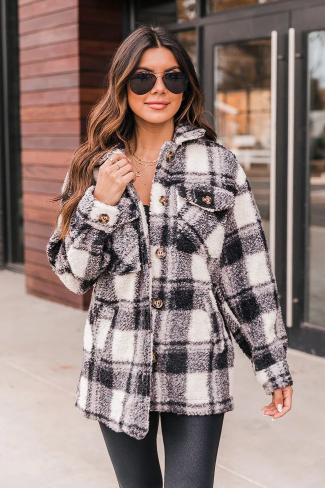 All a Dream Black Pocket Detail Plaid Shacket | The Pink Lily Boutique