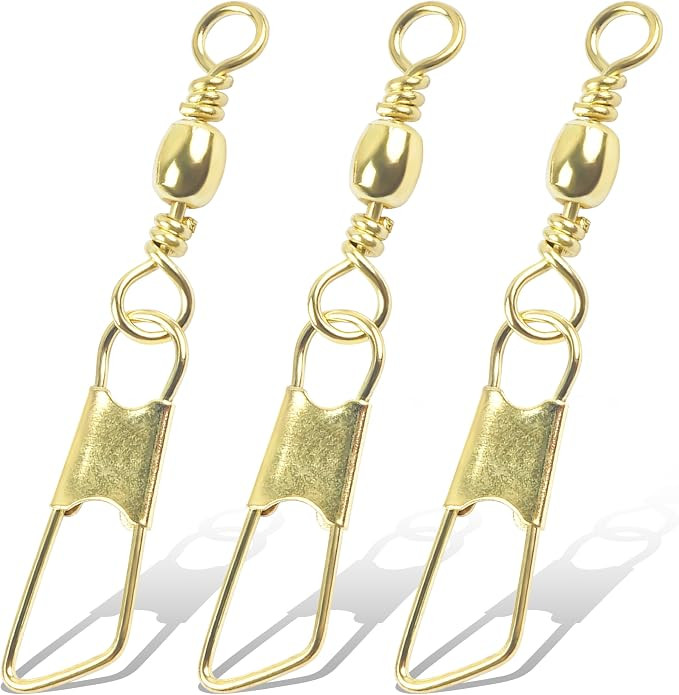 Fishing Swivels Snaps, 60/120pcs Barrel Swivels with Nice Snaps Gold High Strength Solid Rings Li... | Amazon (US)