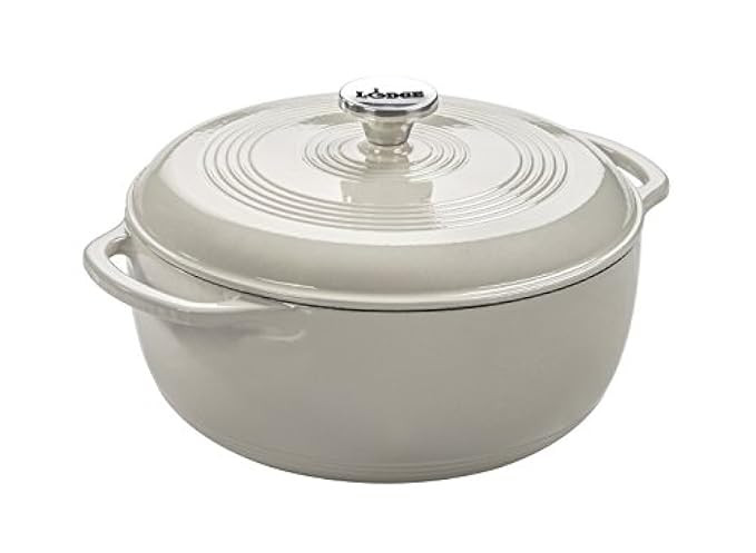 Lodge 6 Quart Enameled Cast Iron Dutch Oven. White Enamel Dutch Oven (Oyster White) | Amazon (US)
