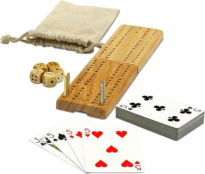 WE Games Cribbage Board Game Set, Travel Crib Board with Storage Slot and Drawstring Bag for Card... | Amazon (US)