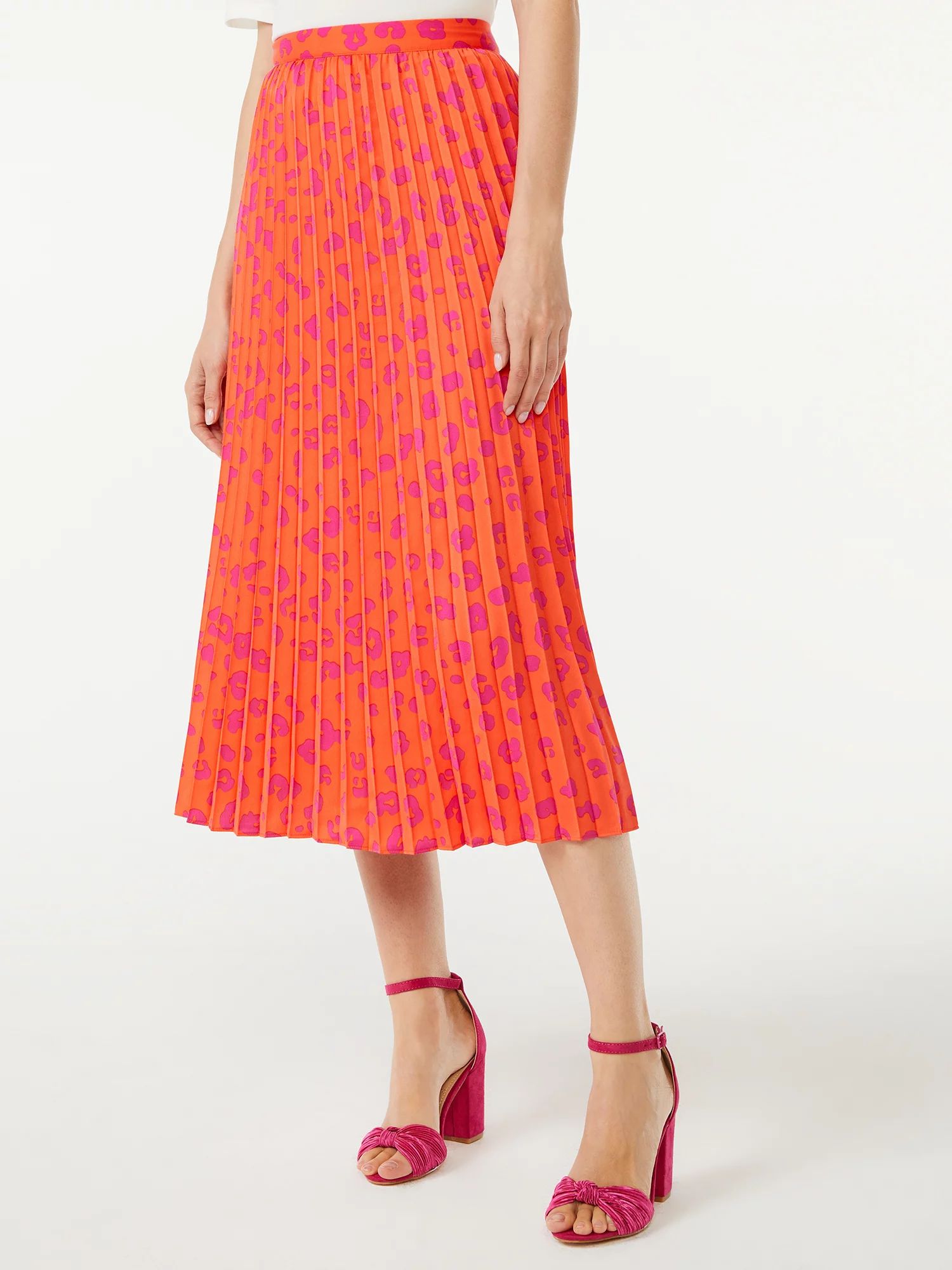 Scoop Women's Pleated Matte Satin Midi Skirt | Walmart (US)