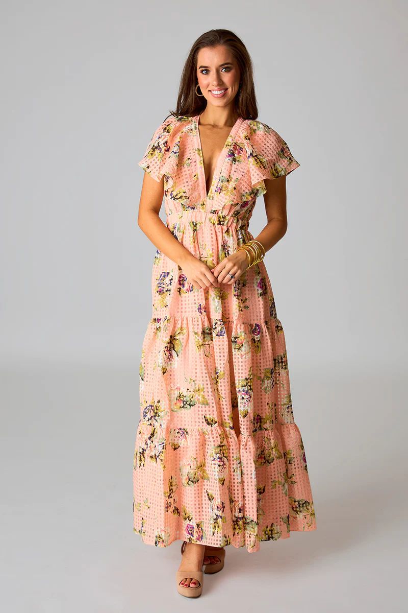 Cece Flutter Sleeve Maxi Dress - Irish Rose | BuddyLove