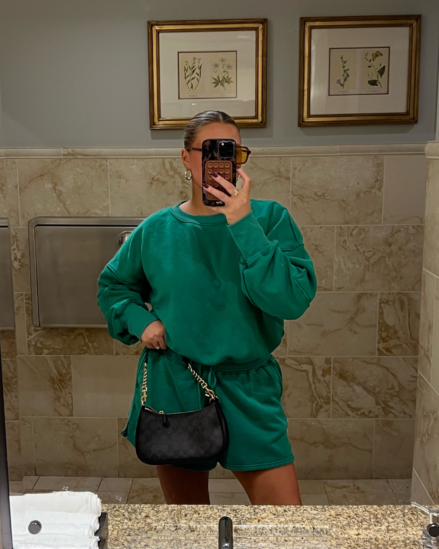Free people set in this gorgeous green color tts M. Coach bag on sale!! Amazon socks and sunglasses 

