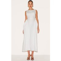 White Cotton Boat Neck Maxi Dress | PrettyLittleThing US