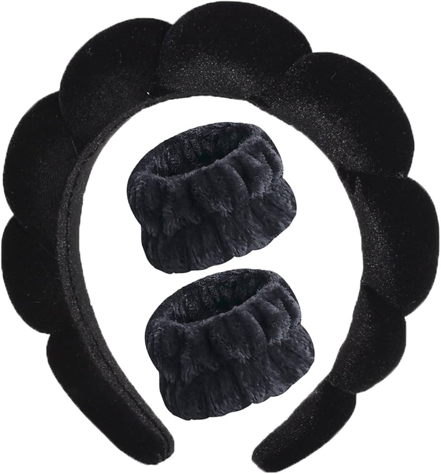 Luckybear Spa Headband for Washing Face, Velvet Makeup Headband, Bubble Skincare Headbands with F... | Amazon (US)