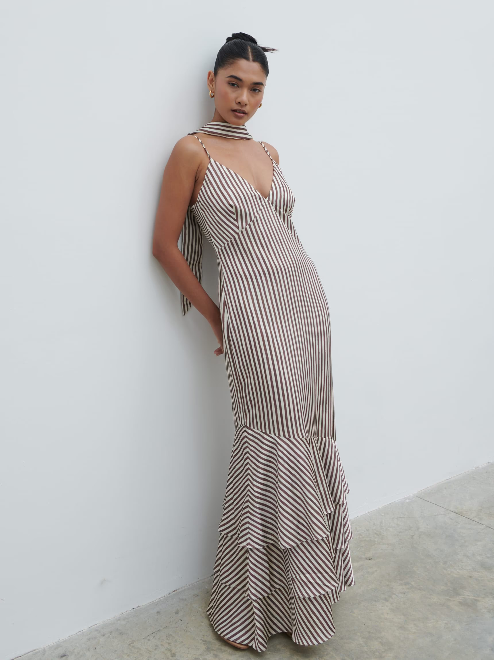 Serita V Neck Tiered Maxi Dress | Pretty Lavish (UK)