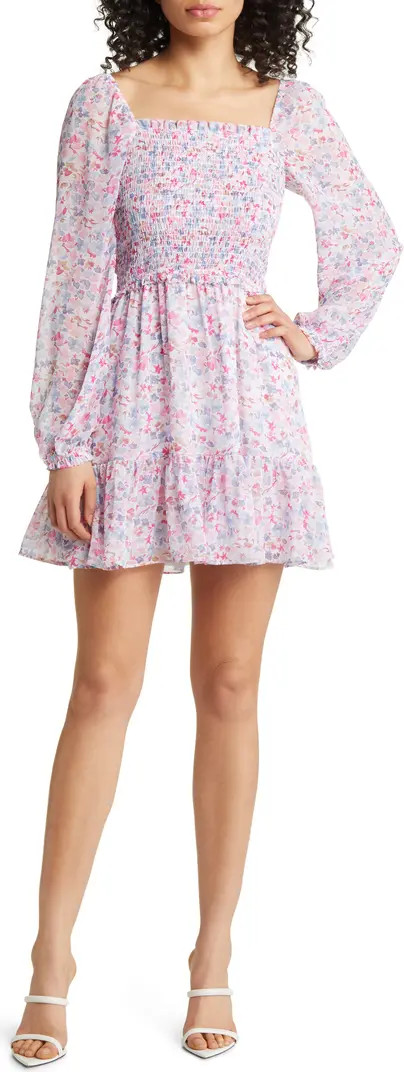 Smocked Bodice Long Sleeve Minidress | Nordstrom