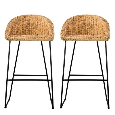 Landrine 40.8" Water Hyacinth Bar Stools - (Set Of 2) - Natural - SEI | Target