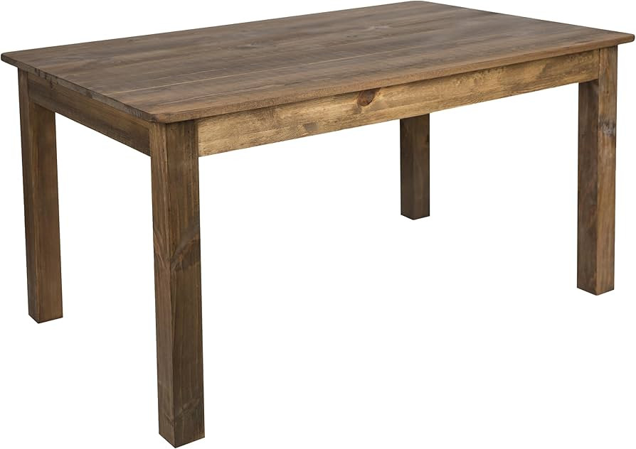 Merrick Lane Jessamine 60" x 38" Rectangular Rustic Solid Pine Farm Dining Table, Antique Farmhou... | Amazon (US)