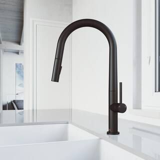VIGO Greenwich Single Handle Pull-Down Sprayer Kitchen Faucet in Matte Black VG02029MB - The Home... | The Home Depot