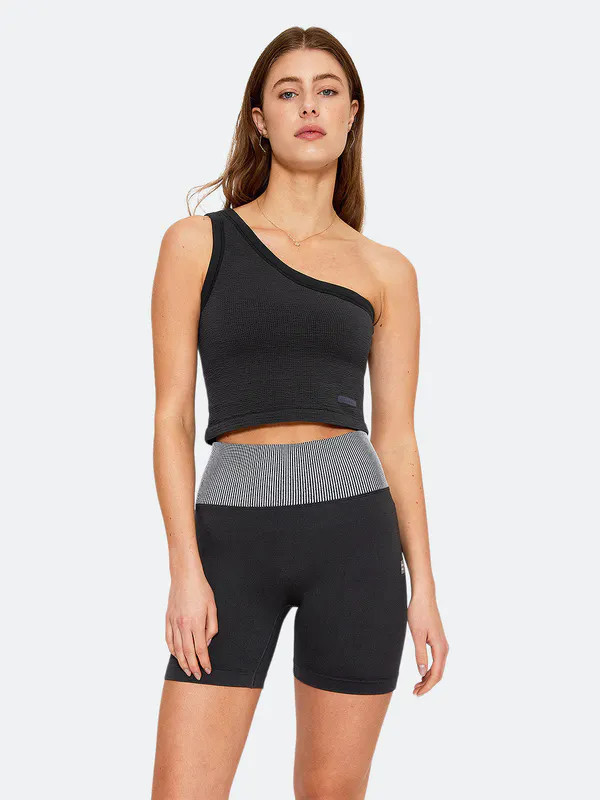 Cream Yoga Joy One-Shoulder Tank Bra - Black - ONE SIZE ONLY | Verishop