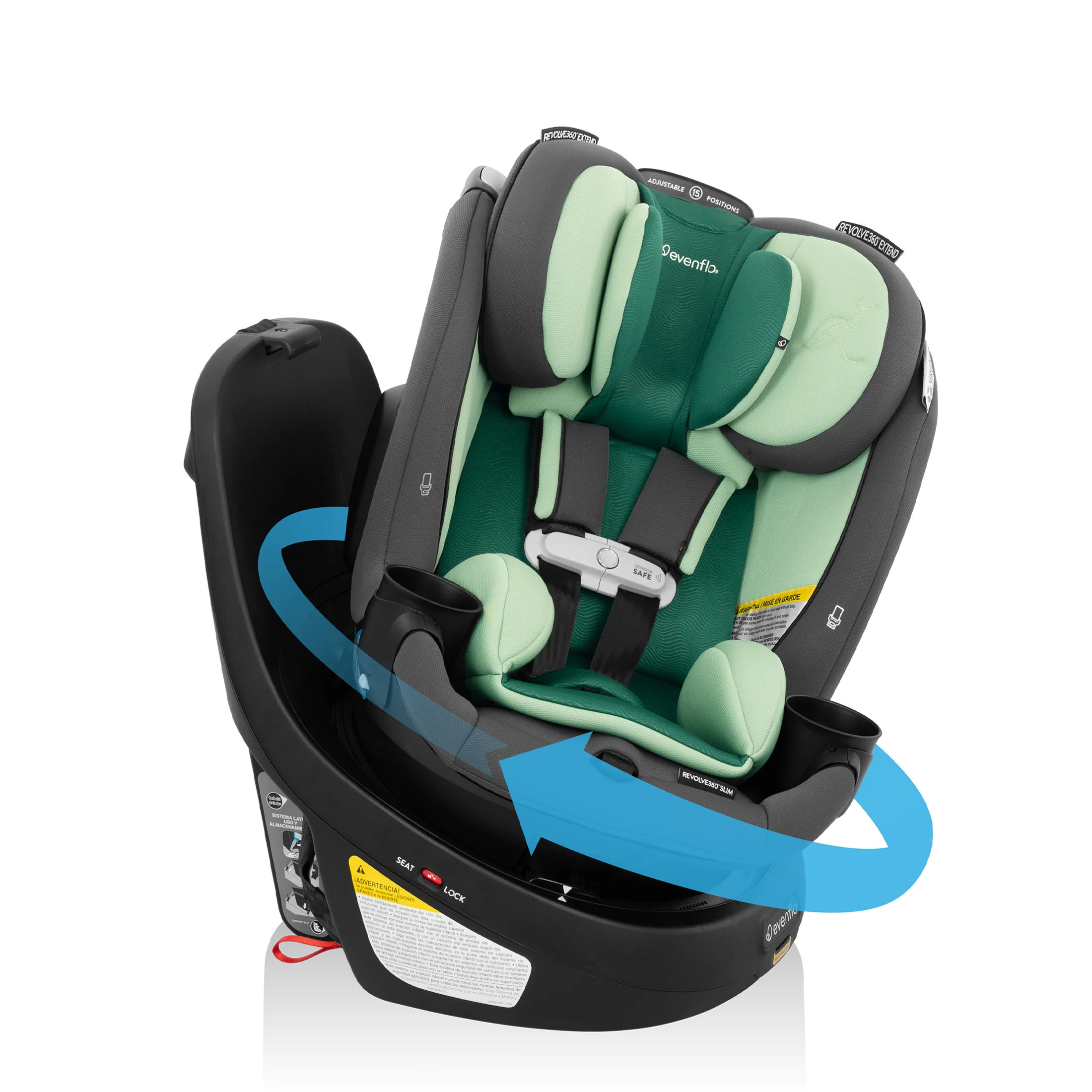 Revolve360 Slim 2-in-1 Rotational Car Seat with Green & Gentle Fabric - Evenflo® Official Site | Evenflo Company