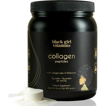 Black Girl Vitamins Collagen Peptides Powder Skin, Hair and Nails, Dairy-Free, Gluten-Free, 16oz | Walmart (US)