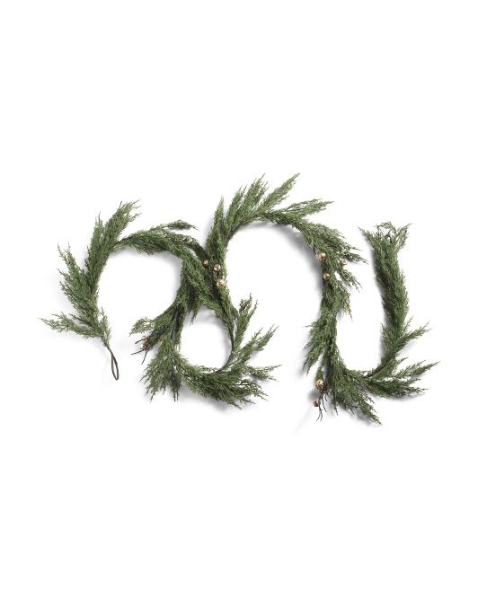 9ft Real Touch Pine Garland With Bells | Marshalls