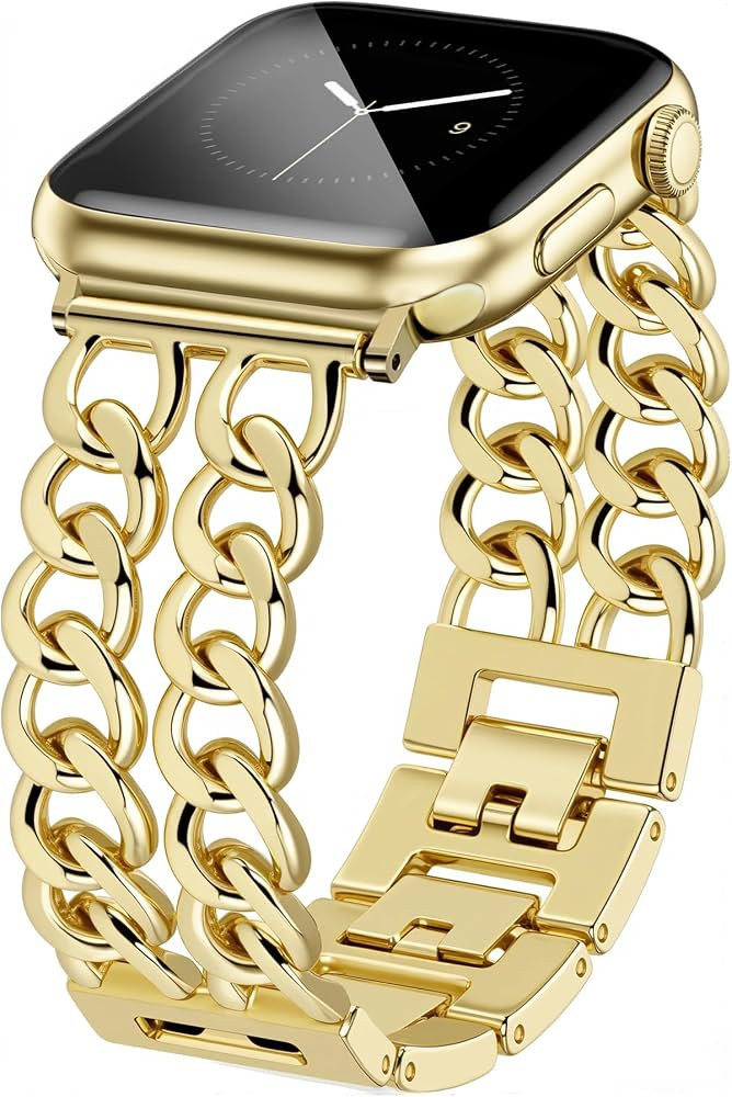 JR.DM Gold Watch Bands for Women Compatible with Apple Watch 38mm 40mm 41mm 42mm (S10/11) Adjusta... | Amazon (US)