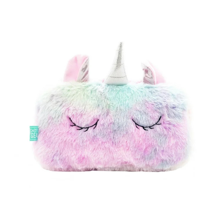Pen + Gear Unicorn Pencil Pouch, Plush Tie Dye Rainbow Color Faux Fur, Multi-color | Walmart (US)