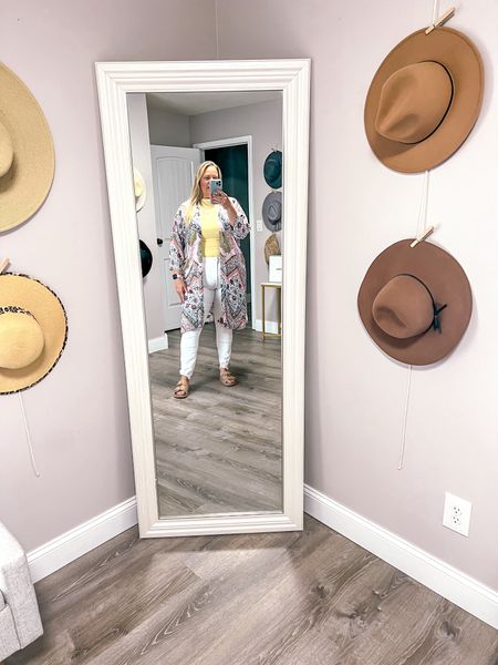 White jeans outfit for spring with a tank top and long kimono. 

Jeans and kimono are older but linking top - I’m in the XXL. Sandals Fit TTS

Plus size outfit idea
White jeans outfit 
Plus size jeans 
Kimono outfit 
Summer outfit 
Date night outfit 

#LTKOver40 #LTKPlusSize #LTKStyleTip