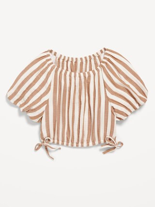 Printed Puff-Sleeve Double-Weave Top for Girls | Old Navy (US)