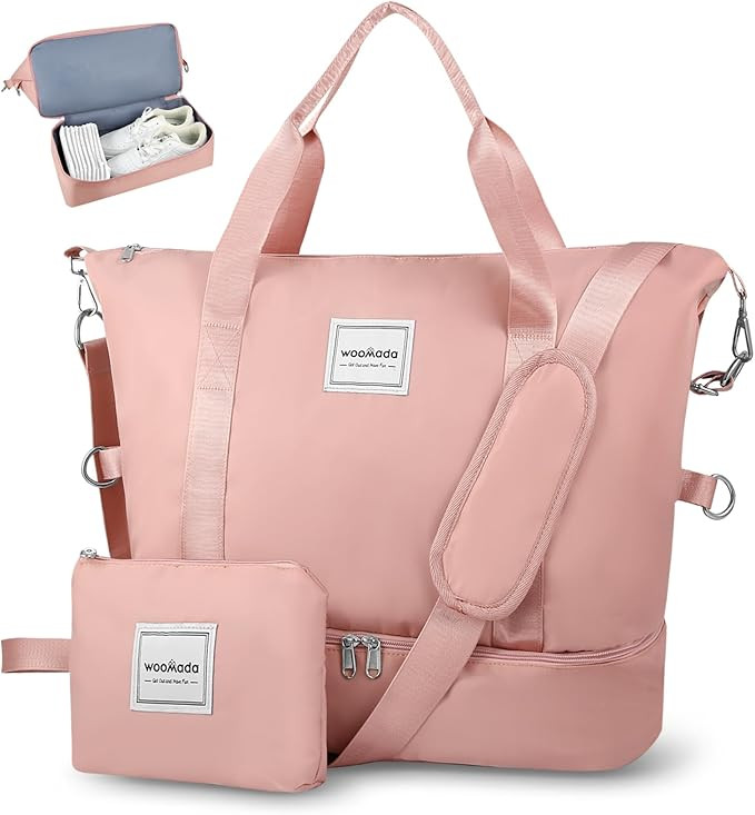 WOOMADA Weekender Bag for Women, Travel Duffel Bags with Shoe Compartment & Wet Pocket, Personal ... | Amazon (US)