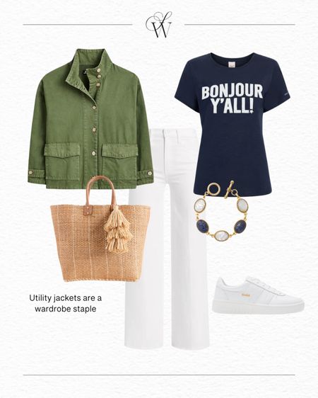 Spring transition outfit from the new February Capsule Wardrobe!

This color combo is amazing - the utility jacket with white jeans is very chic and the raffia bag pairs nicely as well. If you need a new pair of white sneakers, check these ones out from Gola!

Spring 2024 trends, easter outfit, vacation outfit, spring outfit, date night outfit

#LTKSeasonal #LTKover40 #LTKstyletip