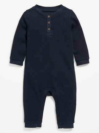 Unisex Long-Sleeve Thermal-Knit Henley Bodysuit for Baby | Old Navy (CA)