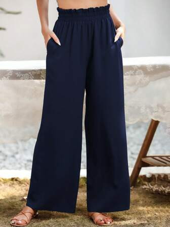Paperbag Waist Wide Leg Pants | SHEIN