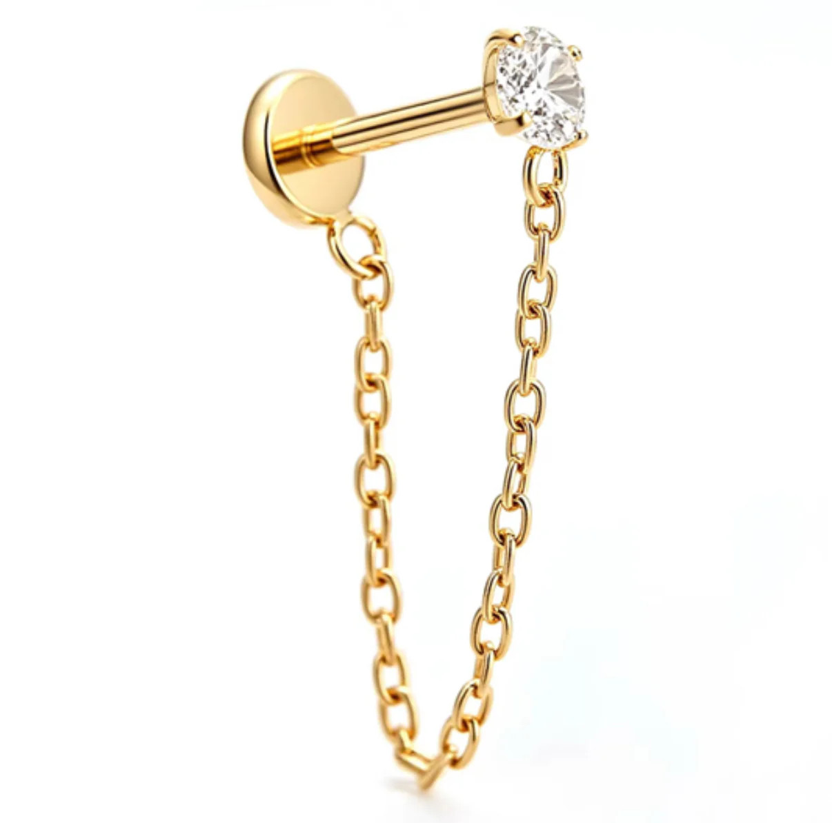 Sassy Chain Flat Back Stud | Pierced by Ash Design