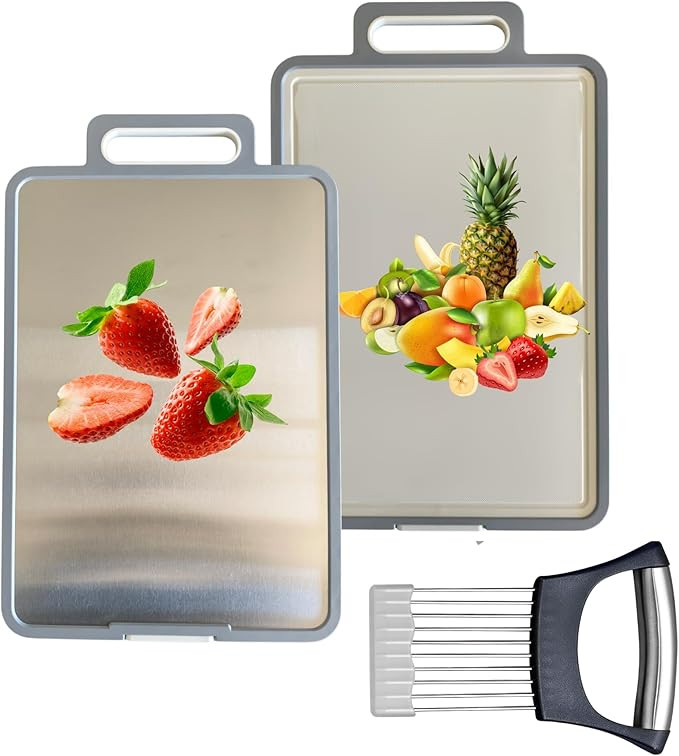 Safe cutting boards steel chopping boards for kitchen stainless steel double sided cutting board ... | Amazon (US)