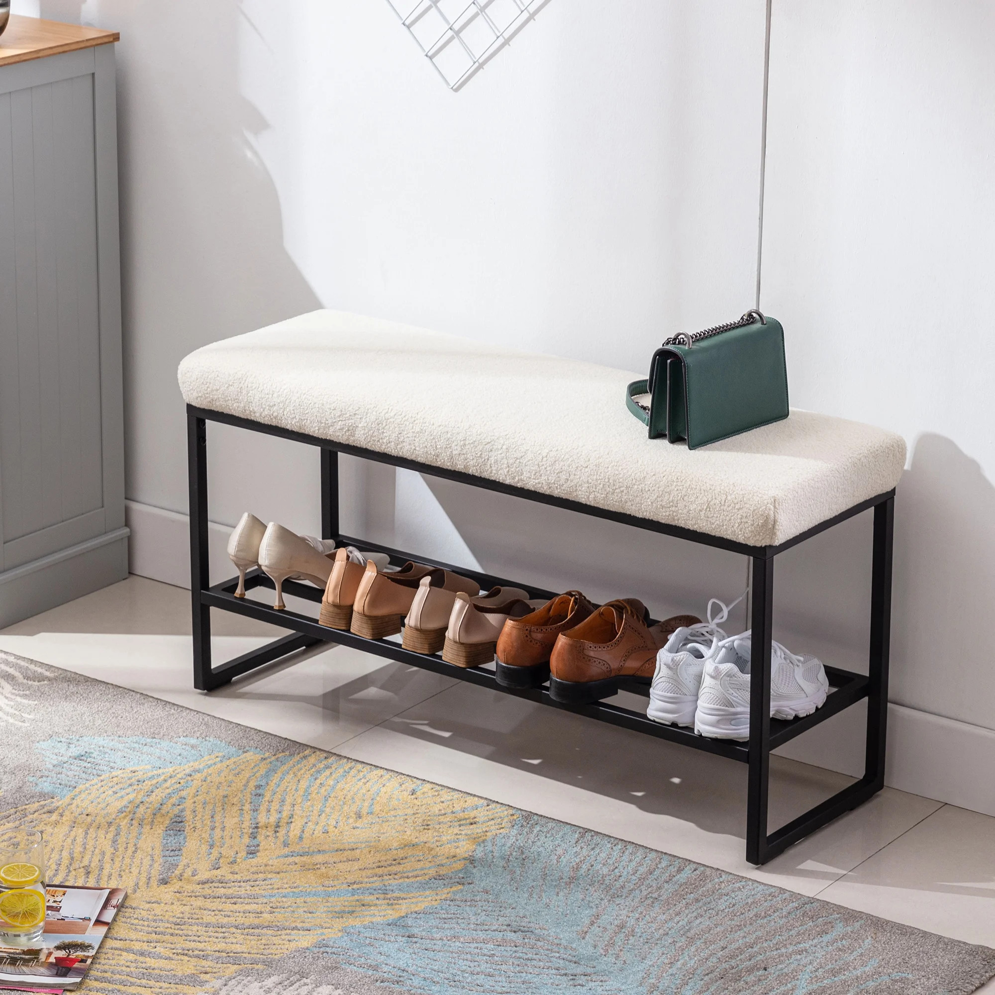 Zesthouse Entryway Shoe Storage Bench, Modern Boucle Bench Ottoman, Upholstered Bench for Bedroom... | Walmart (US)