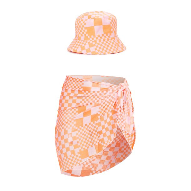 No Boundaries Juniors' Check Bucket Hat and Sarong Set, 2-Piece | Walmart (US)