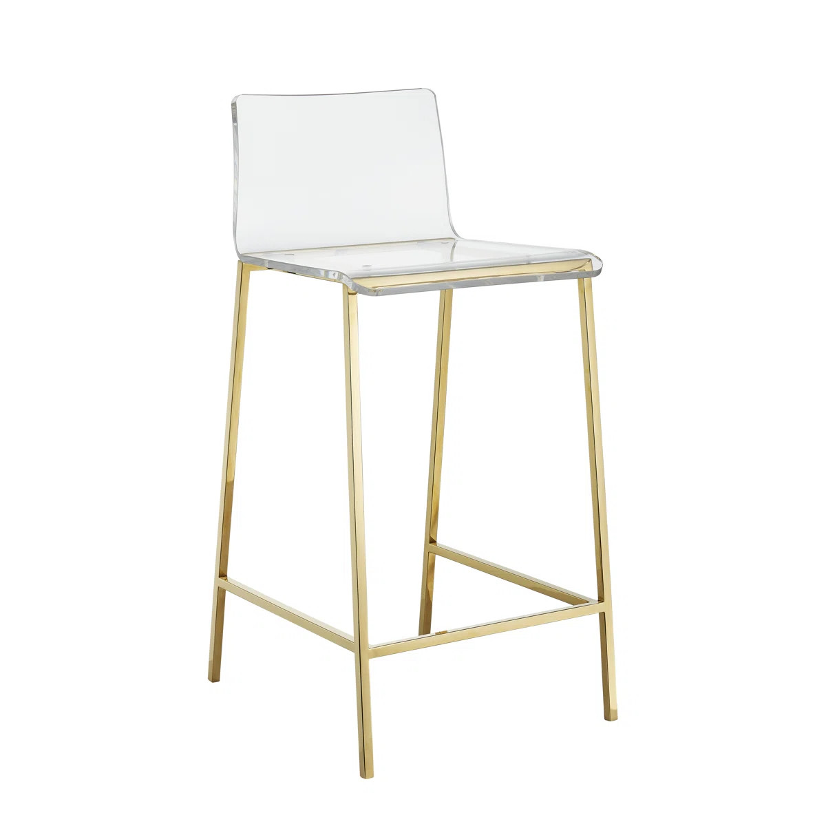 Cambria Transparent Counter Stool with Gold Metal Legs | Wayfair North America