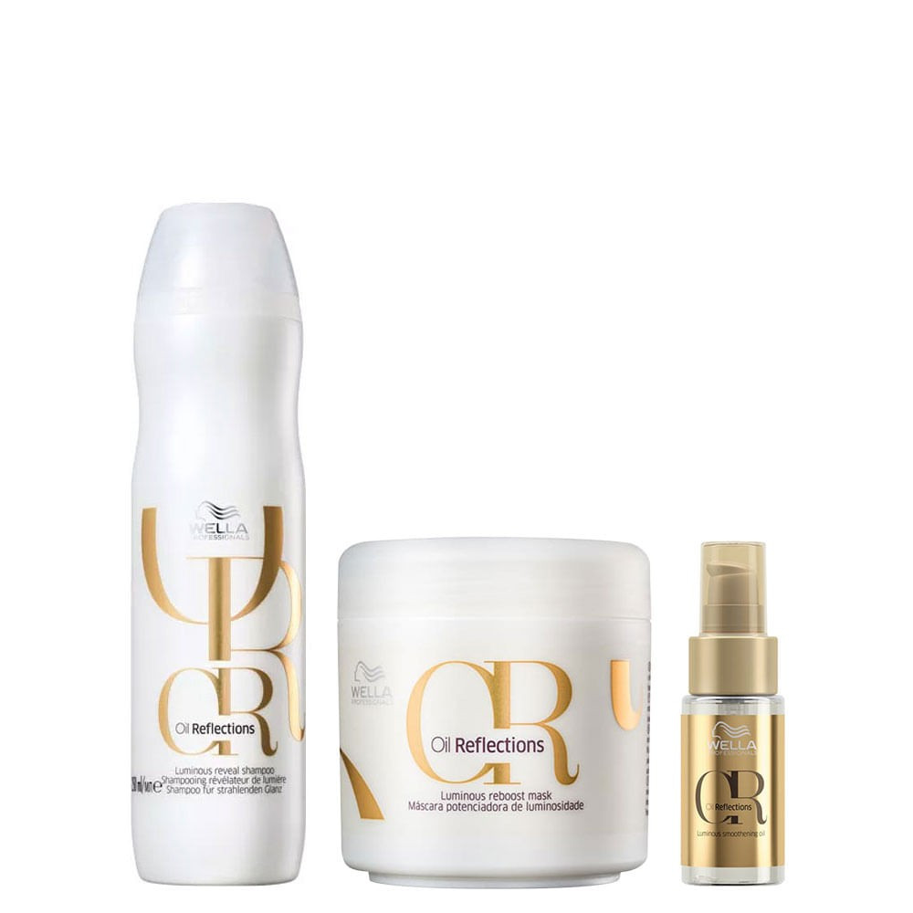 Kit Wella Oil Reflections - Shampoo 250 ml + Máscara 150 ml + Óleo 30 ml - AMOBELEZA - Produtos... | Amobeleza (BR)