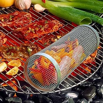 Rolling Grilling Basket - Stainless Steel BBQ Grill Mesh for Vegetables, Fish and French Fries, R... | Amazon (US)