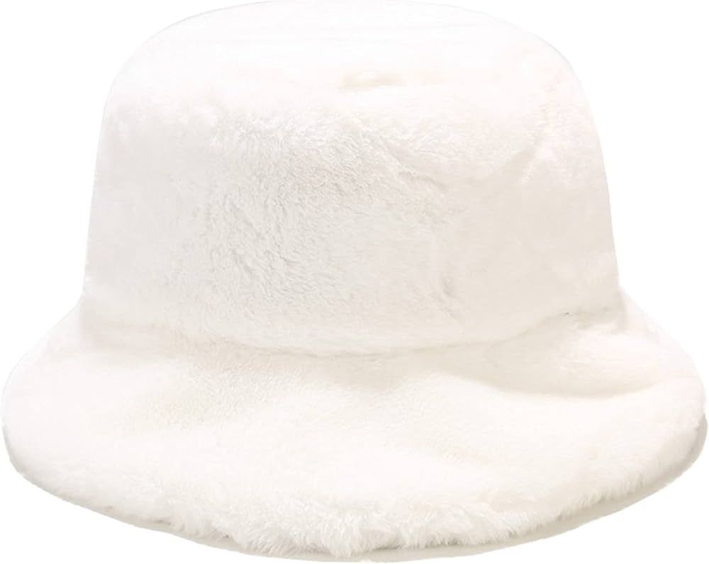 Dirholl Women's Winter Faux Fur Fuzzy Warm Bucket Hat | Amazon (US)