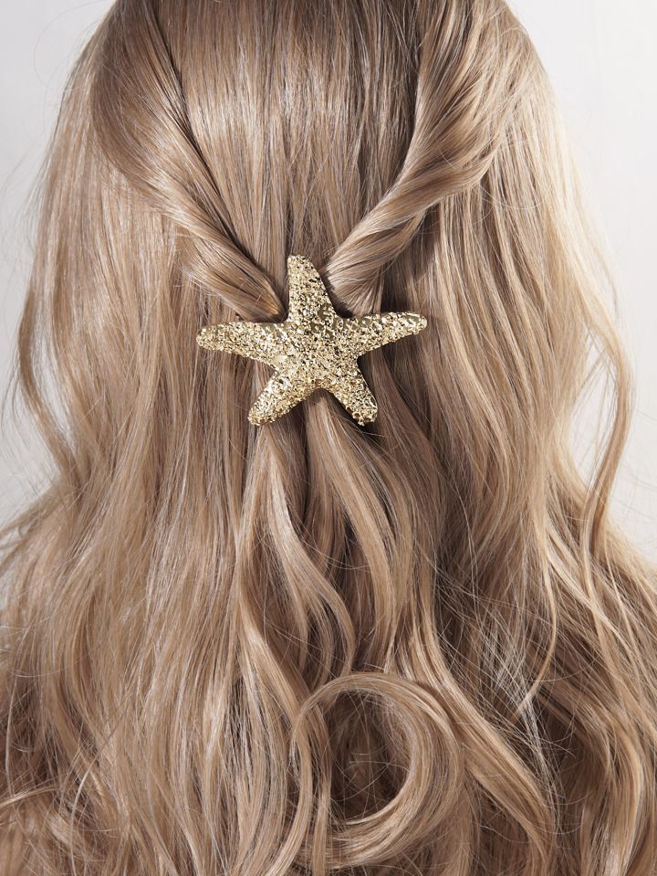 1pc Metallic Spring Hair Clip With Butterfly & Starfish & Geometric Detail Vintage Hair Accessory | SHEIN