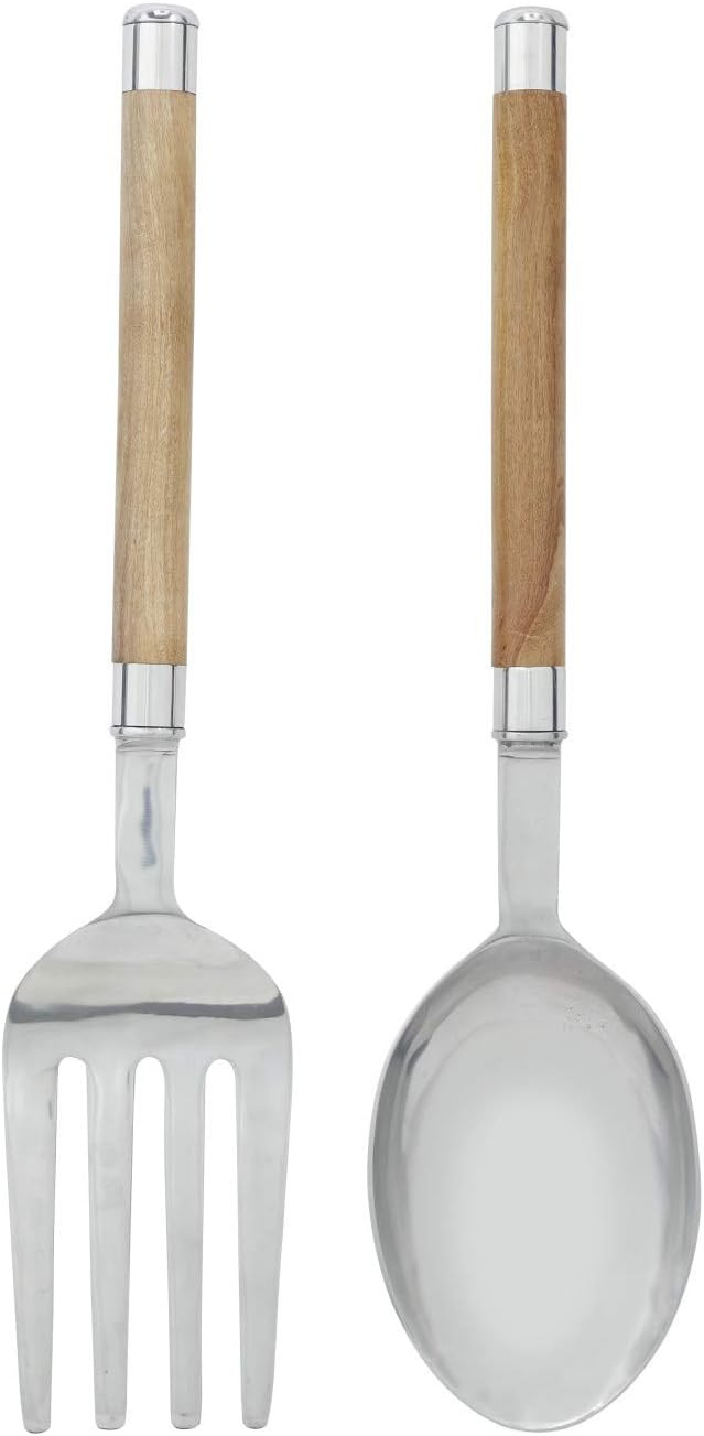 Deco 79 Aluminum Utensils Spoon and Fork Wall Decor, Set of 2 8"W, 35"H, Brown | Amazon (US)