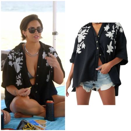 Katie Maloney’s Black Floral Button Down Cover Up Shirt