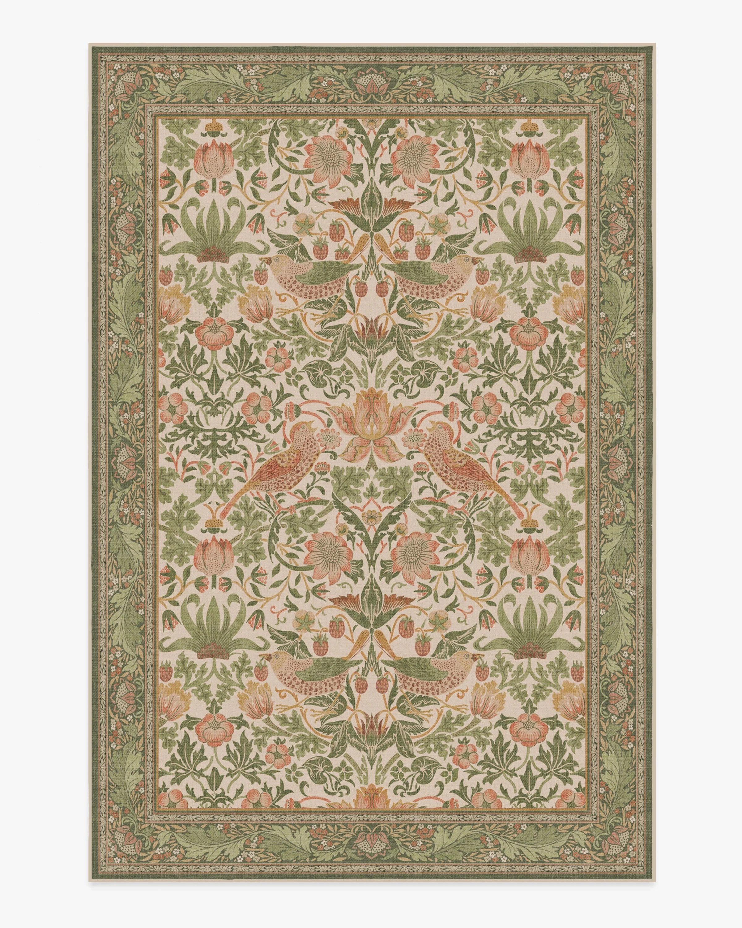 Strawberry Thief Sage & Rose Rug | Ruggable