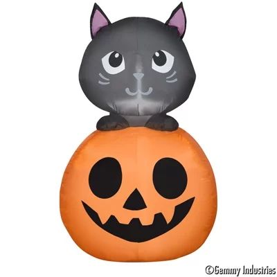 Halloween Airblown Inflatable, Cute Kitty in Pumpkin, 3.5', by Way To Celebrate | Walmart (US)