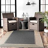 nuLOOM 4' x 6' Outdoor Area Rug, Casual Design With Striped Border, Stain Resistant, Highly Durab... | Amazon (US)