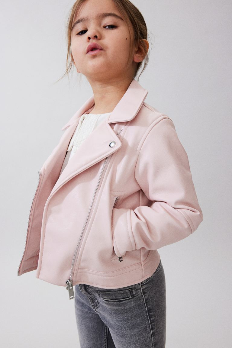 Biker Jacket - Long sleeve - Short - Light pink - Kids | H&M US | H&M (US + CA)