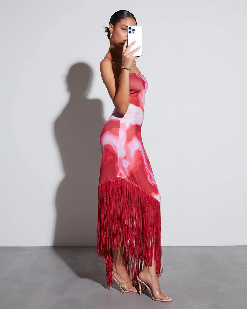 Mckenzie Asymmetrical Fringe Hem Midi Dress | VICI