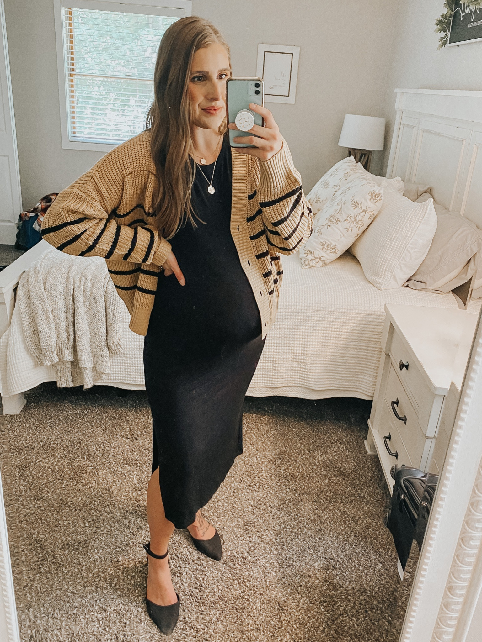 Office appropriate transitional look for fall! 🍂

Workwear. Work outfit. Work dress. Office. Teacher outfit. Maternity. Pregnancy friendly. Bump friendly. Black dress. Midi dress. Transitional dress. Chunky cardigan. Short cardigan. Tan cardigan. Neutral cardigan. Neutral outfit. Black flats. Pointed toe flats. Fall outfit. 



#LTKSeasonal #LTKSale #LTKbump