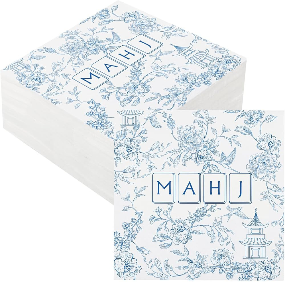 100 Pack Mahjong Cocktail Napkins 5 x 5 Inch Disposable Paper Drink Napkins, Party Supplies for G... | Amazon (US)