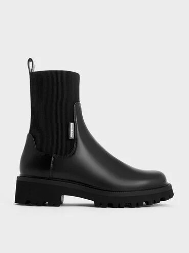 Black Remy Ridge-Sole Chelsea Boots | CHARLES & KEITH UK | Charles & Keith UK