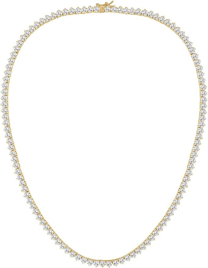 GMESME 3 Pong18K Yellow Gold Plated Cubic Zirconia Classic Tennis Necklace for Women and Men | Amazon (US)