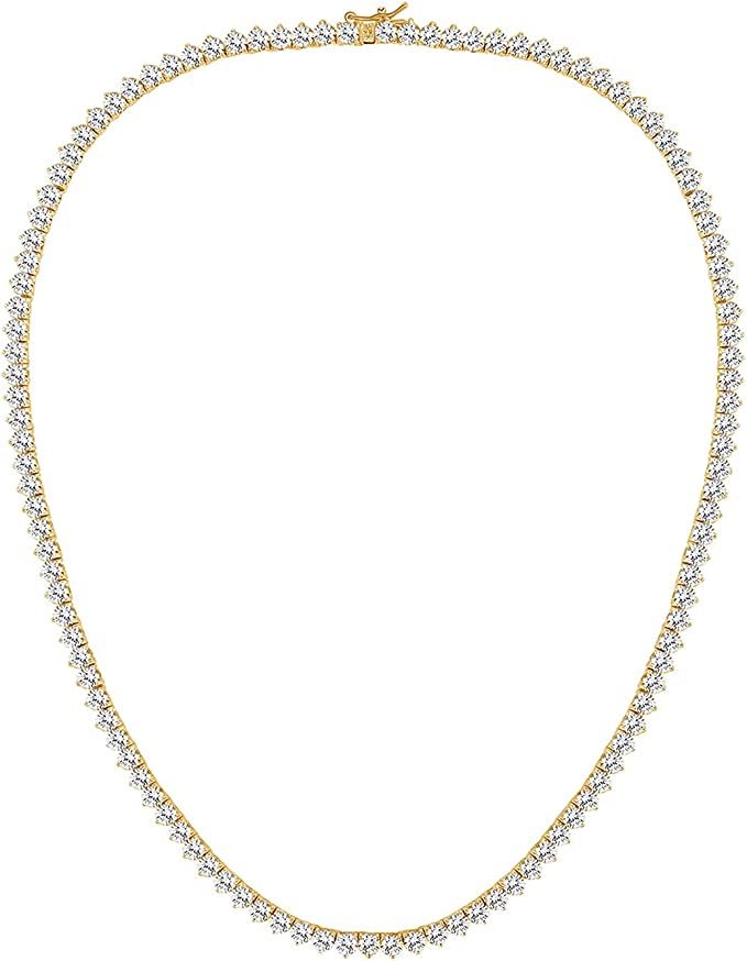 GMESME 3 Pong18K Yellow Gold Plated Cubic Zirconia Classic Tennis Necklace for Women and Men | Amazon (US)