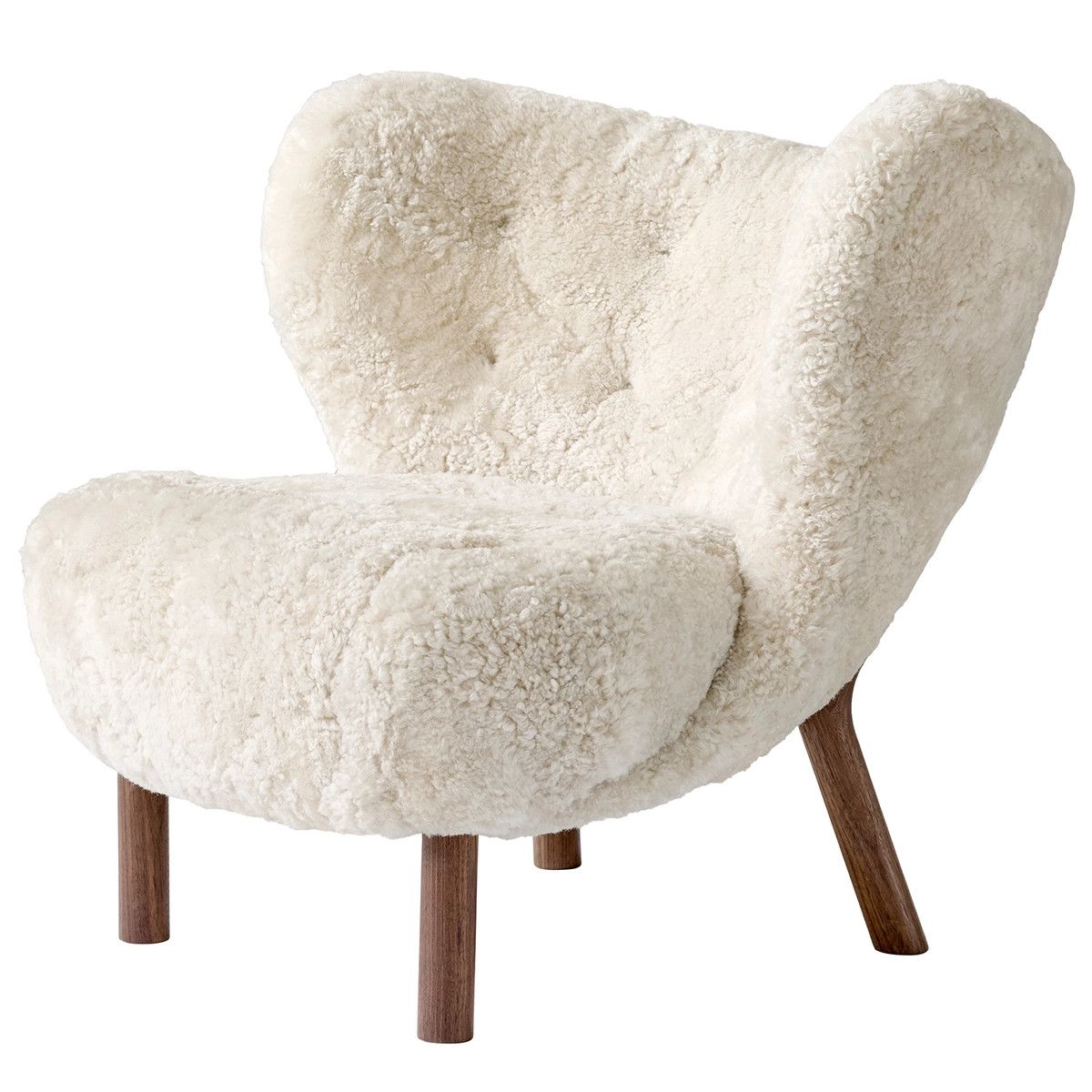&Tradition Little Petra lounge chair, Moonlight sheepskin - walnut | Finnish Design Shop (FI)