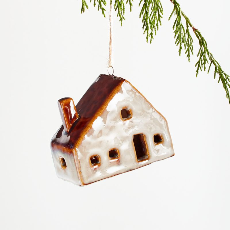 Ceramic House Christmas Tree Ornament | Crate and Barrel | Crate & Barrel
