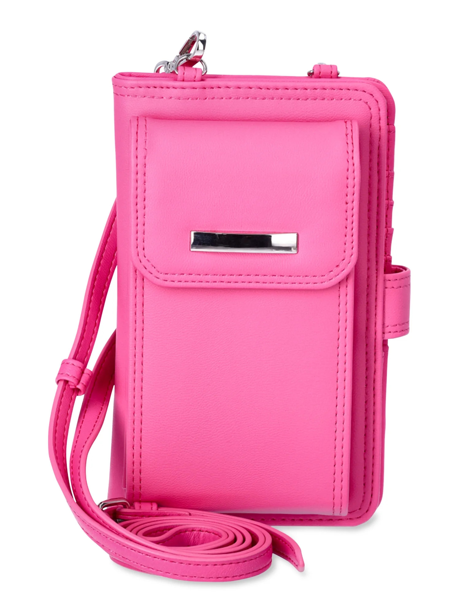 No Boundaries Women's Phone Crossbody Bag, Bright Flamingo | Walmart (US)